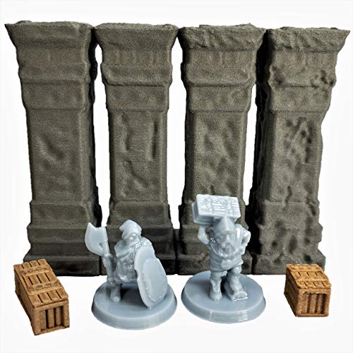 Monolith Pillars with Dwarf Miniatures - 28mm Fantasy Gaming Terrain and Figurines