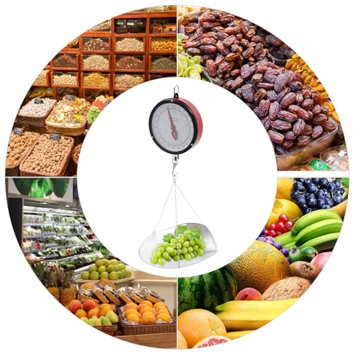 FIPINIXK Double-Sided Dial Hanging Scale, Mechanical Hanging Scale with 2 Units (KG, LBS) Mechanical Hanging Scale for Weighing Grains Meat Feed 10KG/22LBS Load-Bearing Capacity (Red+Black)