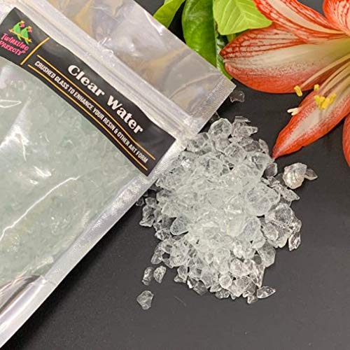 Twinkling Parrots Crushed Firepit Glass | Clear Water | Resin Art | 250gm |