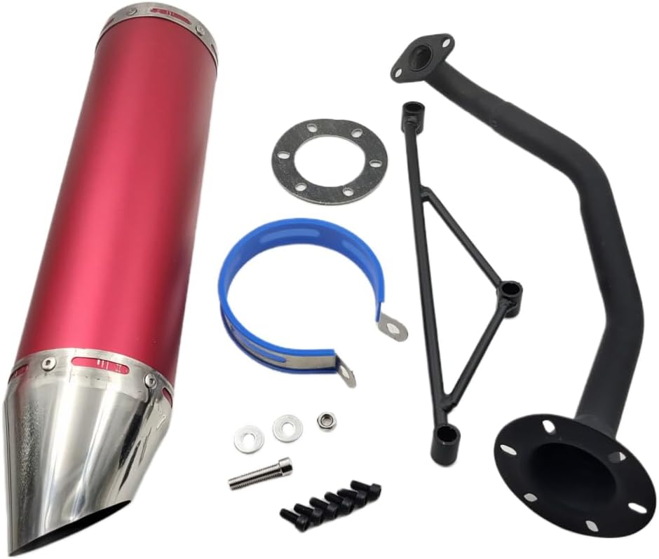 RED Muffler Exhaust Pipe System for GY6150CC Scooters Stroke Engine
