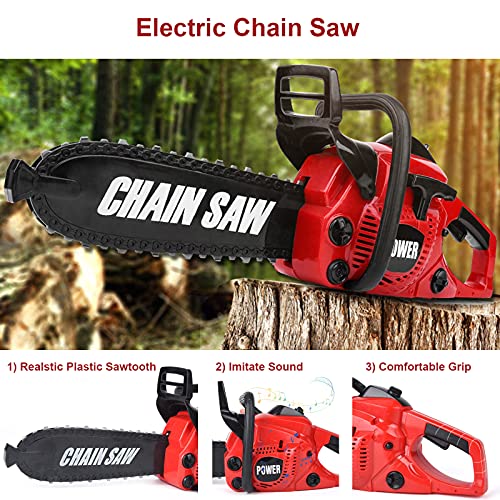 Vextronic 36 PCS Kids Tool Set with Toy Chainsaw Electronic Toy Drill with Sound and Light, Pretend Play Kids Tool Box Construction Toy, Great Toy Tool Set for Toddlers Boys Girls Ages 3+