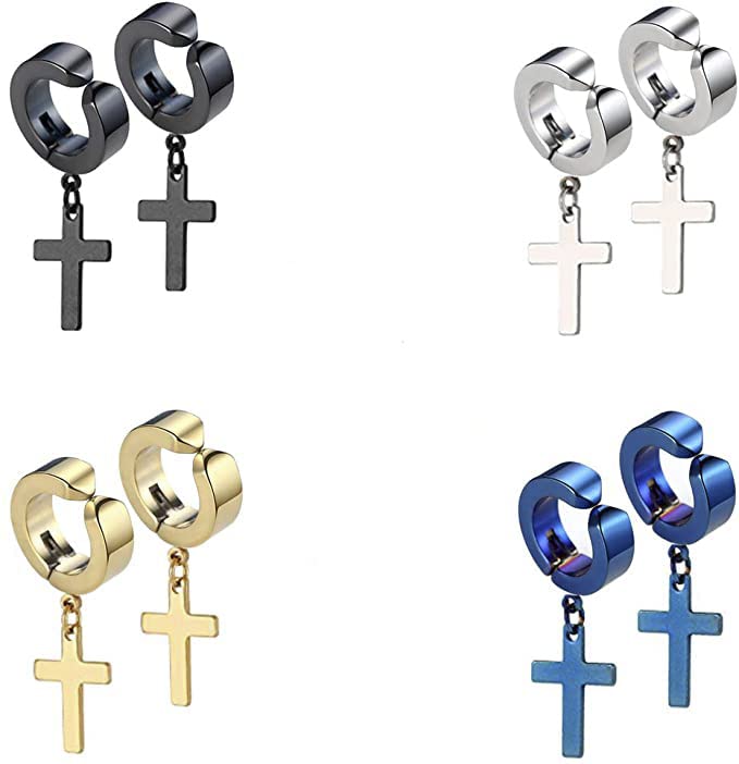 Vien Cross Earrings for Men Women Girl Stainless Steel Huggie Earring (B0B1QJLXGT) Amazon Price History, Amazon Price Tracker