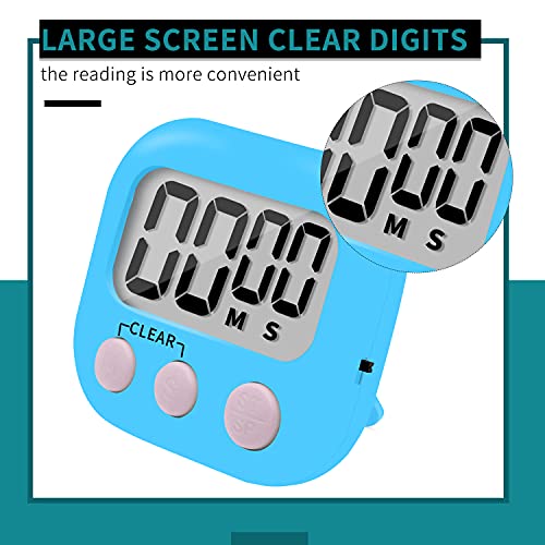 12 Pack Small Digital Kitchen Timer Magnetic Back and ON/Off Switch,Minute Second Count Up Countdown(White,Blue,Orange - Image 2