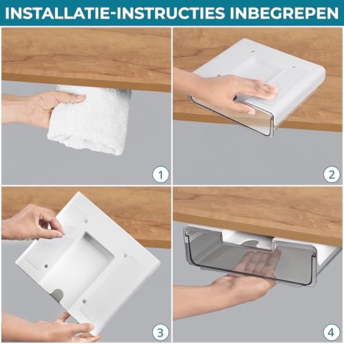 Winter Shore Onder Bureau Uitschuifbare Lade (2 Pak) - Schuivende Lade voor Bureau, Huis, Kantoor, Klaslokaal - Doorzichtige Uittrek Lades voor Pennen, Materialen, Schrijfwaren - Telefoon Slot Houder - Afbeelding 5