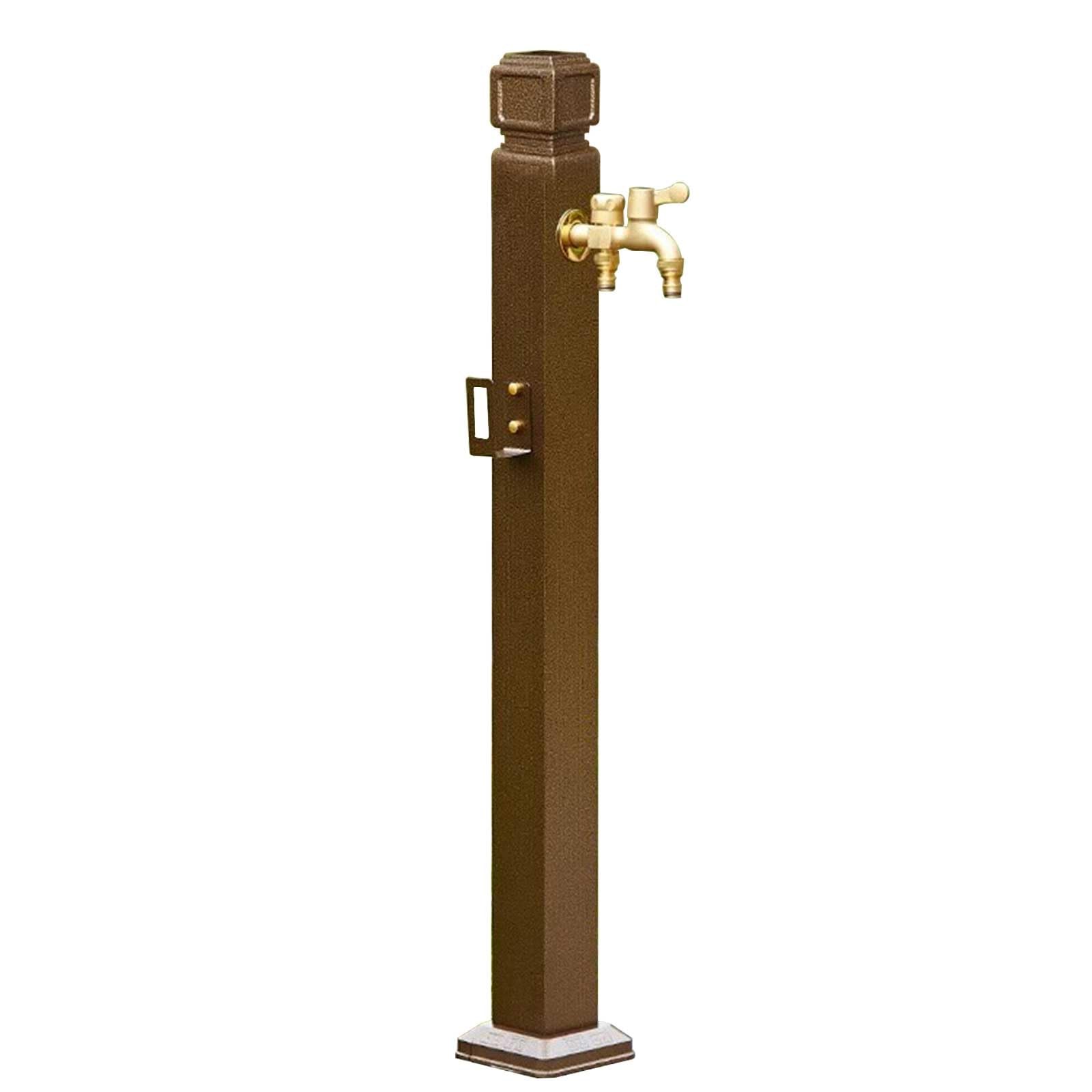 WOTZOV Faucet Water Column,Outdoor Vertical Square Garden Water Column With Faucet & Spray Gun, Antifreeze Yard Hydrant, 37" Gold Water Feature For Garden Irrigation & Decoration，Gold 95cm/37in