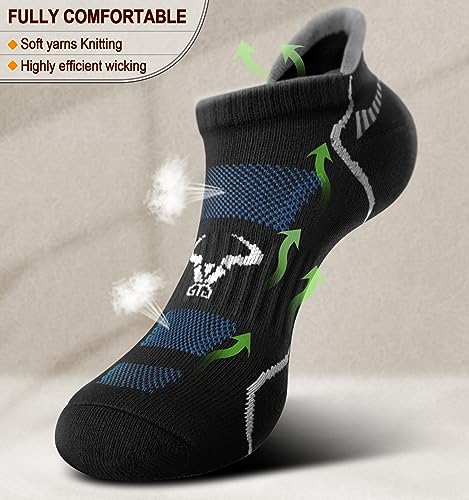 Image of BULLIANT Men Running Ankle Socks 6Pack-Cushioned Support-Low Cut No Show
