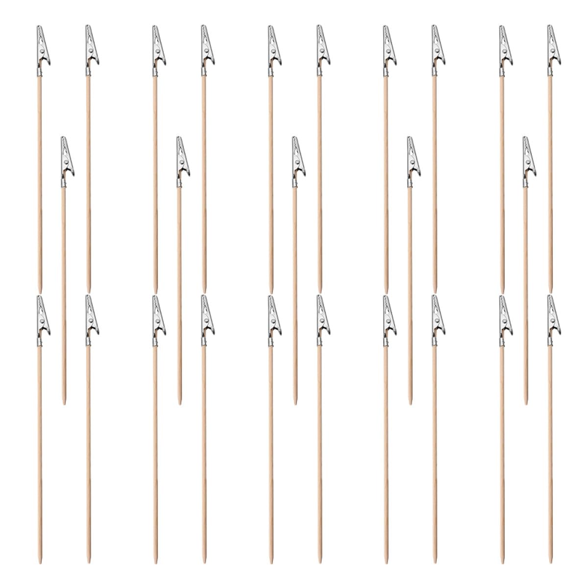 LAPYAPPE Alligator Clips Picture Holder and Supplies 24pcs Silver Alloy and Bamboo Practical and Easy Transportation for Model Painting for Hobby and Craft Activities