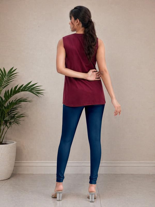 Image of TRENDMALLS Women's Microfiber Elastane Stretch Soft Churidar Length Leggings with Ultrasoft Waistband