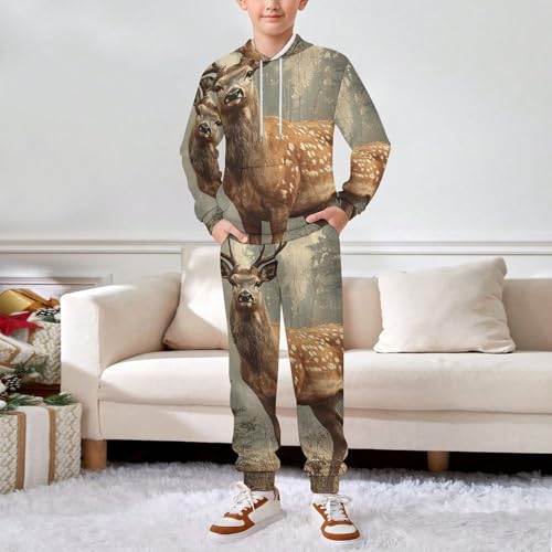 Boys Girls Clothes Outfits 2 Piece Long Sleeve Hoodie Pants Kid Sweatpants, Deer Vintage3