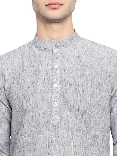 Image of Vastraa Fusion Men's Printed Kurta Pure Cotton Long Kurta, Round Collar, Full Sleeves, Button Kurta, Ethnic Wear