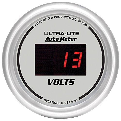 Image of Auto Meter 6593 Digital Silver 2-1 /16 inch 8-18 Volts Voltmeter Gauge