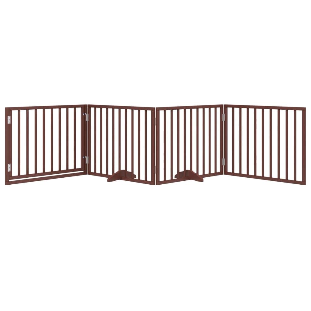 vidaXL Cancelletto per cani con porta pieghevole 4 pannelli marrone 320 cm in legno di pioppo
