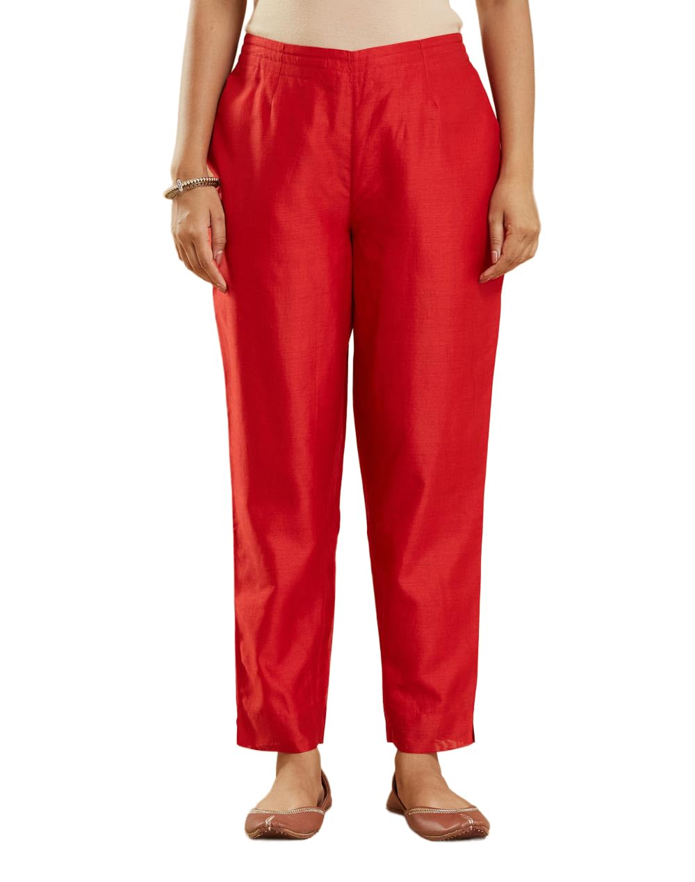 Red Cotton Silk Ethnic Pant-image-25