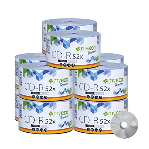 500 Pack MyEco CD-R CDR 52X 700MB 80Min Economy Branded Logo Top Write Once Blank Media Record Disc