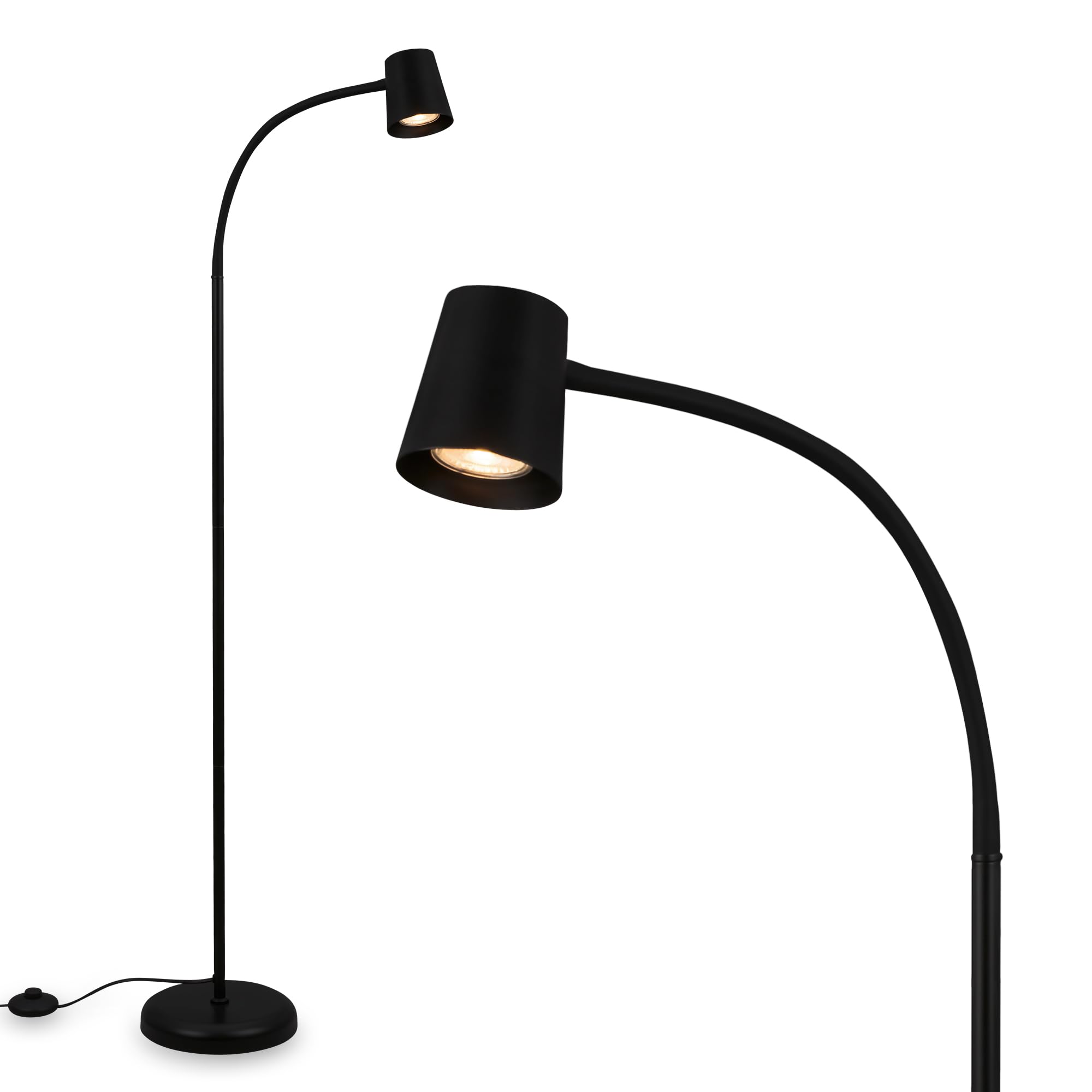 BRILONER - Lampara de Pie como Decoración de Salón y Lámpara de Lectura, 127.5x21cm, Giratoria, Interruptor de Pie, Iluminación Indirecta, Lampara Pie, Lampara de Pie LED, Luz Lectura, Luz LED, Negro