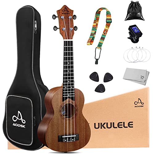 AODSK Ukulélé soprano pour débutants – Kit pour enfants et adultes – Sapele – 53,3 cm – Ukalélé hawaïen – Avec sac de… - Les Beatles, Paul McCartney, John Lennon, RIngo Starr, George Harrison AODSK Ukulélé soprano pour débutants - Kit pour enfants et adultes - Sapele - 53,3 cm - Ukalélé hawaïen - Avec sac de…