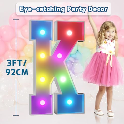 Image of Imprsv Colorful 3FT Marquee Letters K, 18 Colors Large Light up Letters