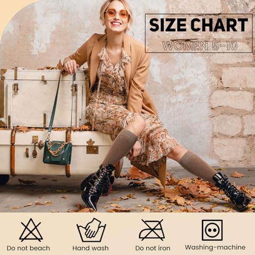 4 Pairs Warm Knee High Socks for Women,Cotton Thermal Sock for Skiing Hiking Gifts Winter Boot Socks4