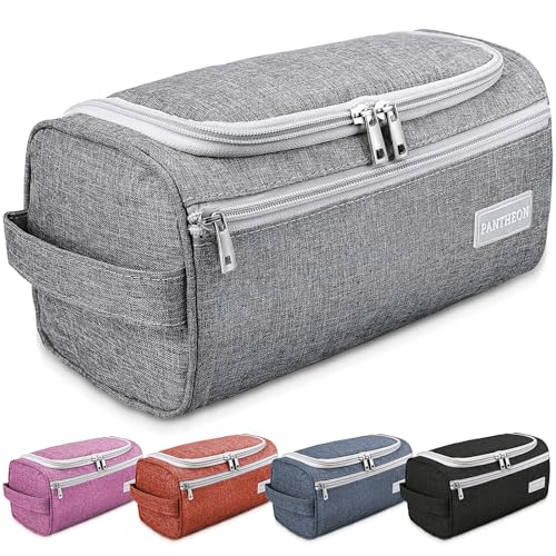 Pantheon Travel Toiletry Bag for Men and Women, Travel bag for Toiletries, Valentines Day Gifts for Men, Travel Bathroom Bag, Mens Travel Bag Hanging Toiletry Organizer Toiletry Kit (Gray)