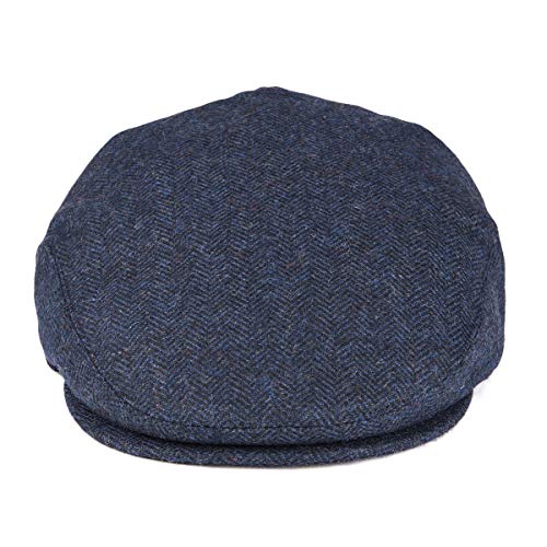 VOBOOM Men's Herringbone Flat Ivy Newsboy Hat Wool Blend Gatsby Cabbie Cap (Navy, 7 7/8)