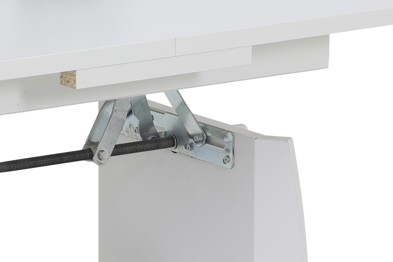 Hela Tische, Funktionscouchtisch Michael, Holzoptik melaminbeschichtet, Dekor Weiß, ausziehbar 90-142cm, höhenverstellbar mit Kurbel 52-62cm