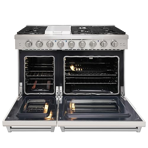 Kostch KOS-48RG03MLP 48 Inch Pro-Style Propane Gas Range With 6 Burners & 1 Griddle Cooktop, Double 4.6 Cu. Ft. And 2.2 Cu. Ft. Oven thumb #1