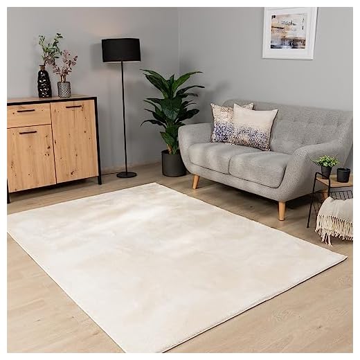 Alfombra Salon De Habitacion Pelo Corto Se Puede Lavar En La Lavadora Lisa Suave, tamaño:120x160 cm, Color:Crema
