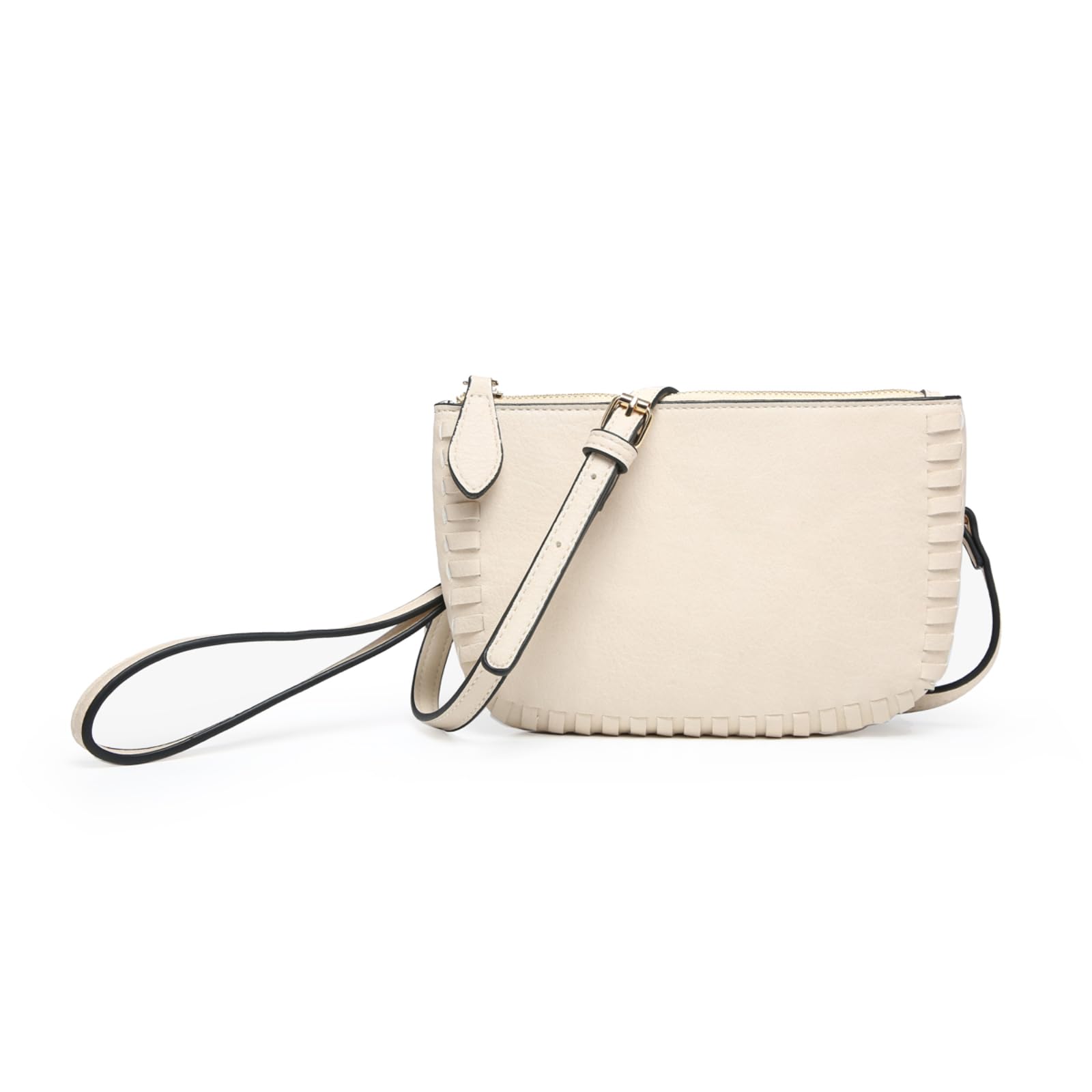 JEN & CO. Bonnie Whipstitch Small Crossbody Bags for Women Vegan Leather Wristlet Wallets Clutch Purses Shoulder Handbag