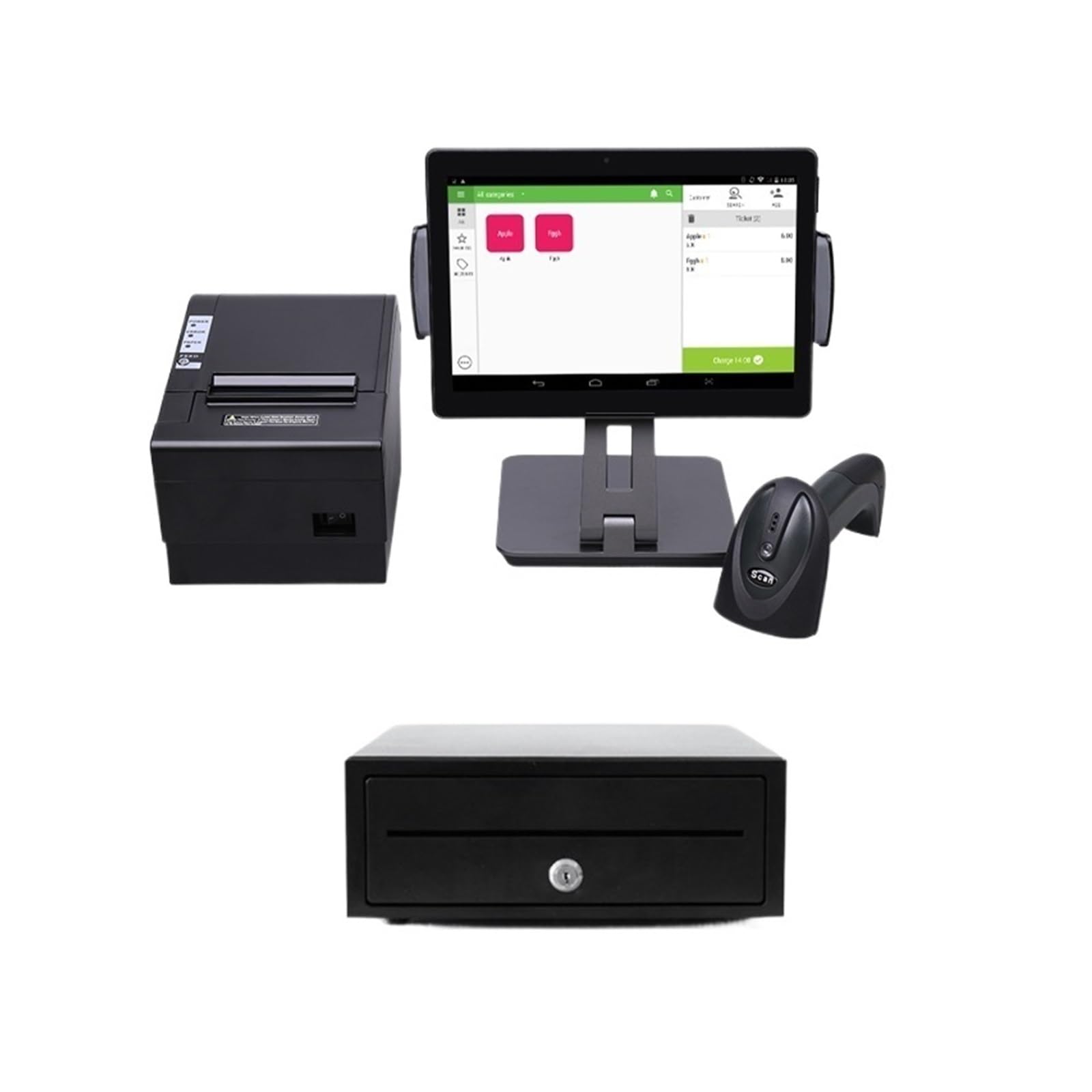 Caja registradora, Sistema POS de 10 Pulgadas con Impresora y Caja registradora con Software, para comercios (HS-003)