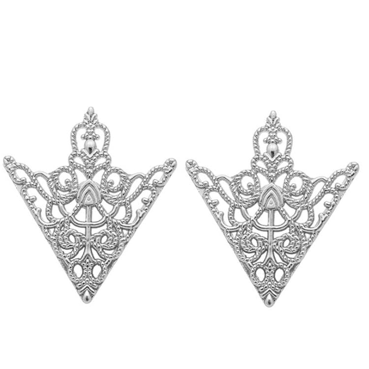 Image of coadipress 2PCS Retro Hollow Triangle Collar Pins Brooch for Men Women Hollow Floral Shirt Suit Clothing Collar Angle Decoration Parts