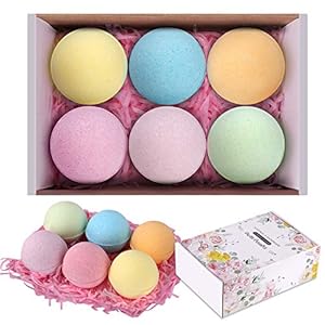 Coquimbo Badbommen cadeauset voor vrouwen, 6-delige handgemaakte badballen met natuurlijke oliën, cadeau voor vrouwen, mama, meisjes, kinderen, cadeauset voor Valentijnsdag, verjaardag, Kerstmis
