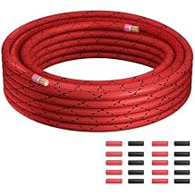 8 Gauge Wire 20 FT, Primary Automotive Power or Ground Wire, Battery Cable, Nylon Braided Jacket, Copper Clad Aluminum, Car Audio Amplifier RV Trailer Electrical Wire, with 10 Heat Shrink Tubing, Red