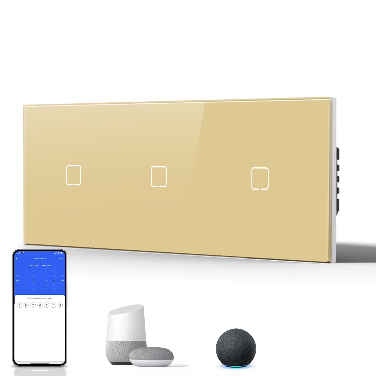 BSEED Interruptor Inteligente WIFI,Interruptores Tactil Con Cristal,Compatible con Alexa,Tuya y Smart Life,Requiere Cable Neutro,2 Gang 1 Vía,86mm Blanco — view 132