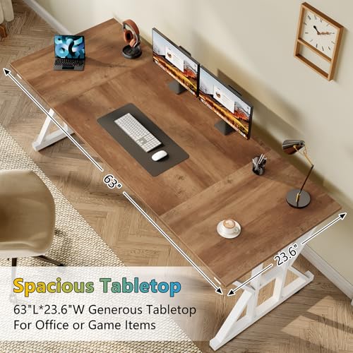 Image of 63 inch Large Computer Desk with Thickened Frame for Home Office, Living Room