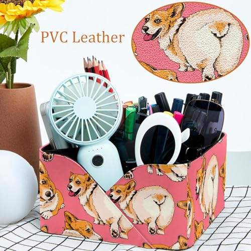 Organiseur de bureau Welsh Corgi à 4 compartiments et porte-crayons en bois - 6