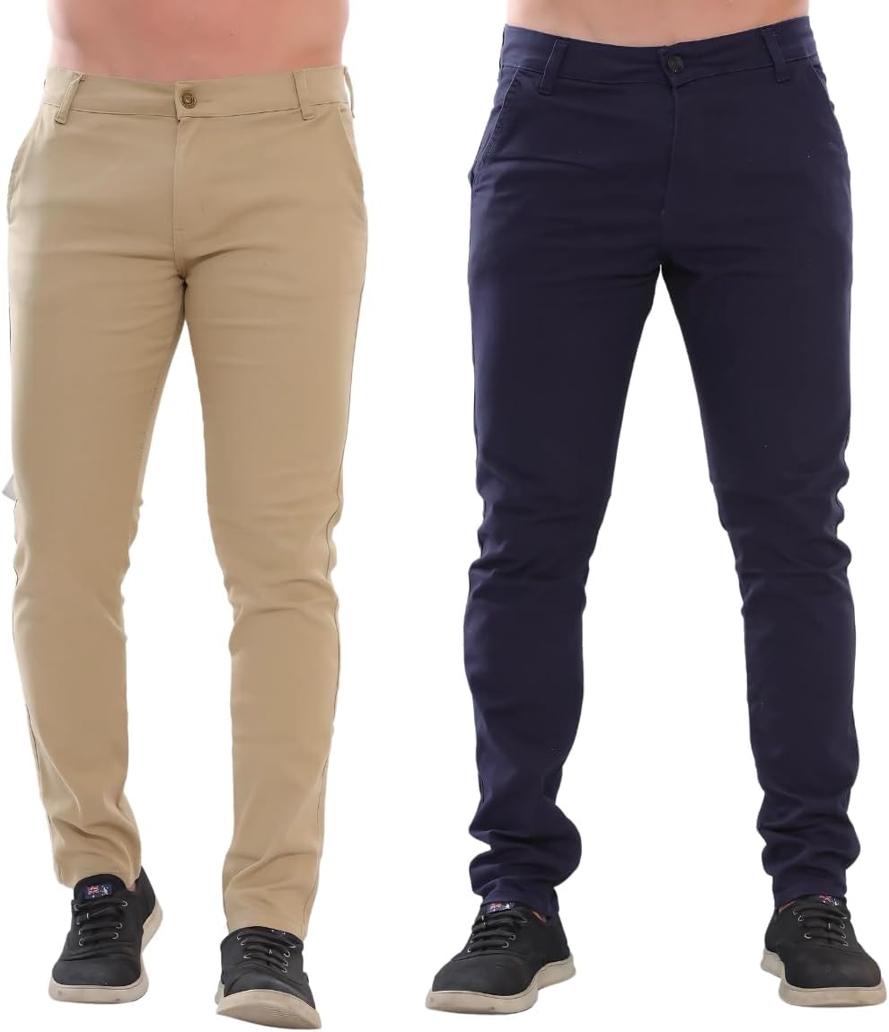 KIT 2 Calças Masculina de Sarja Social ou Jeans, Modelo Slim Masculina, Corte de Afaiateria com Elastano