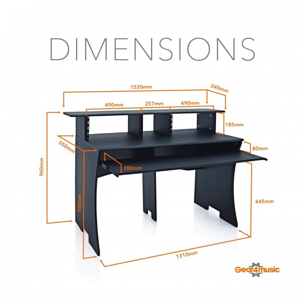 Bureau de Home Studio pour la Musique et L'enregistrement 3 Niveaux Noir