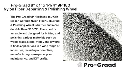Image of Nylon Fiber Deburring Wheel 8 inch x 1 inch x 1-1 /4 inch 9P Hardness 180Grit Silicon Carbide Brushed Polishing Buffing Unitized Wheel for Bench Grinder Buffing Machine with Adapter for 1 /2 5 /8 3 /4 Arbor
