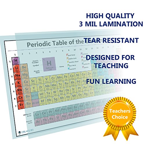 Young N Refined Periodic table science poster LARGE LAMINATED chart -teaching elements, white classroom decoration, atomic number guide 18x24