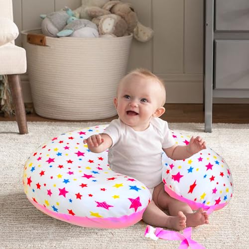 Image of VParents Feeding Pillow, Breast Feeding Pillows Vacuum Packed Cotton Nursing Pillow and Positioner, Breastfeeding, Bottle Feeding, Baby Support Joy (Pink) 110497