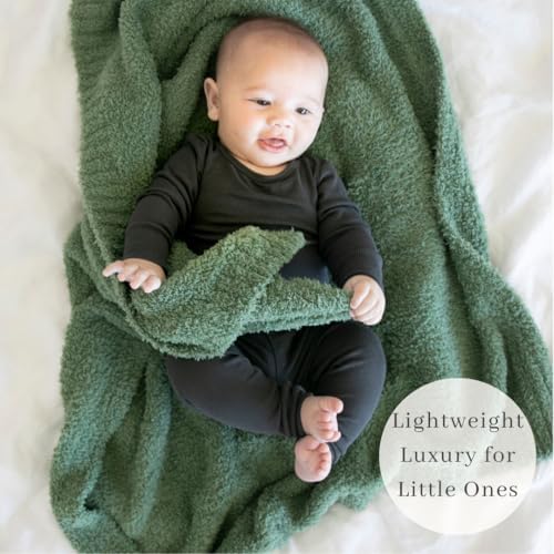 Image of Saranoni Bamboni Luxury Baby Blanket | Cozy & Soft Plush Receiving Blankets | Perfect for Girls & Infant Baby Boy Blankets | Olive - 30 inch x 40 inch