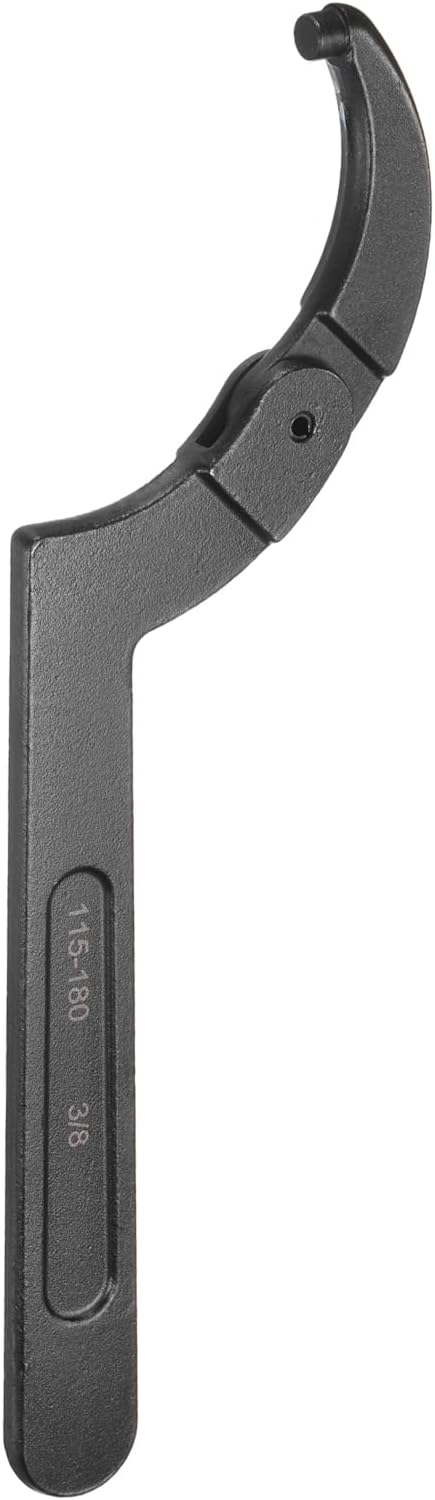 HARFINGTON C Hook Spanner Wrench, 4-1/2 to 6-1/4 inches Adjustable C Pin Motorcycle Shock Nut Chrome Vanadium Spanner Wrench Tool with 3/8-inch Round Head for Machine, Vehicles, Mechanical