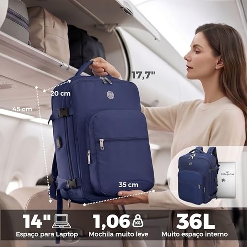 Image of Santino Travel Laptop Backpack 15.6 inch, USB Charging Port, Dry Wet Separation, Shoe Compartment, Water Resistant Commuter Business Bag for Men Women - Black
