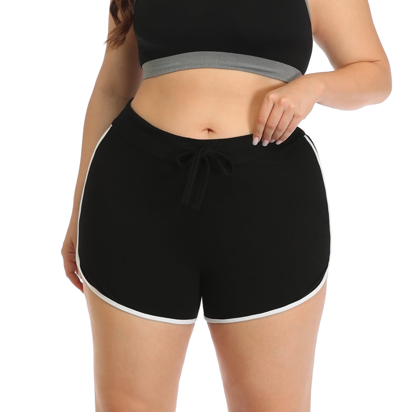 HDE Plus Size Dolphin Shorts for Women Running Workout Short Athletic Bottoms, Black, 1X