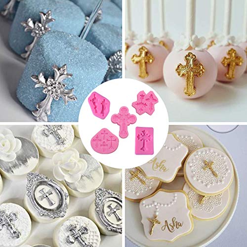 Silikon-Kreuzformen Kreuzform Kuchen Fondant Form, 5 Stück Cross Silikon Fondantform, Schokolade SüÃigkeiten Form, für SüÃigkeiten, Schokolade, Fondant, DIY Kuchendekoration – Bild 7