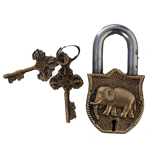 Image of Brass Pad Lock of Elephant Figure