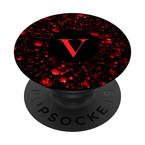 Phone Pop Up Holder,Space Galaxy Black and Red Cool Letter V PopSockets Agarre y Soporte para Teléfonos y Tabletas