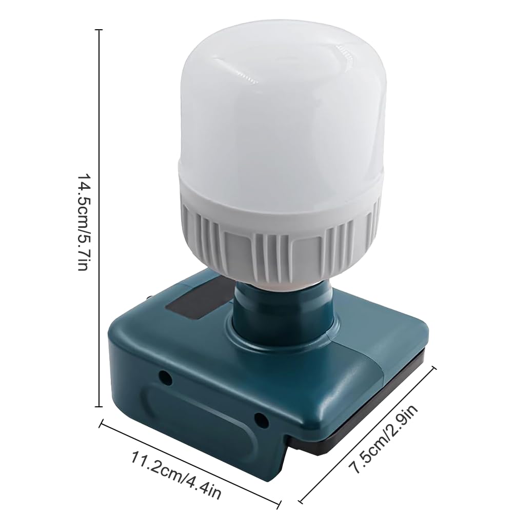 Lámpara de Batería para Makita Batería 18V, Afenau 12W luz de Trabajo con Bombillas E27 Ajustable 350-1300LM, Lámpara Portátil para Obra, Foco de Construcción LED para Batería 18V