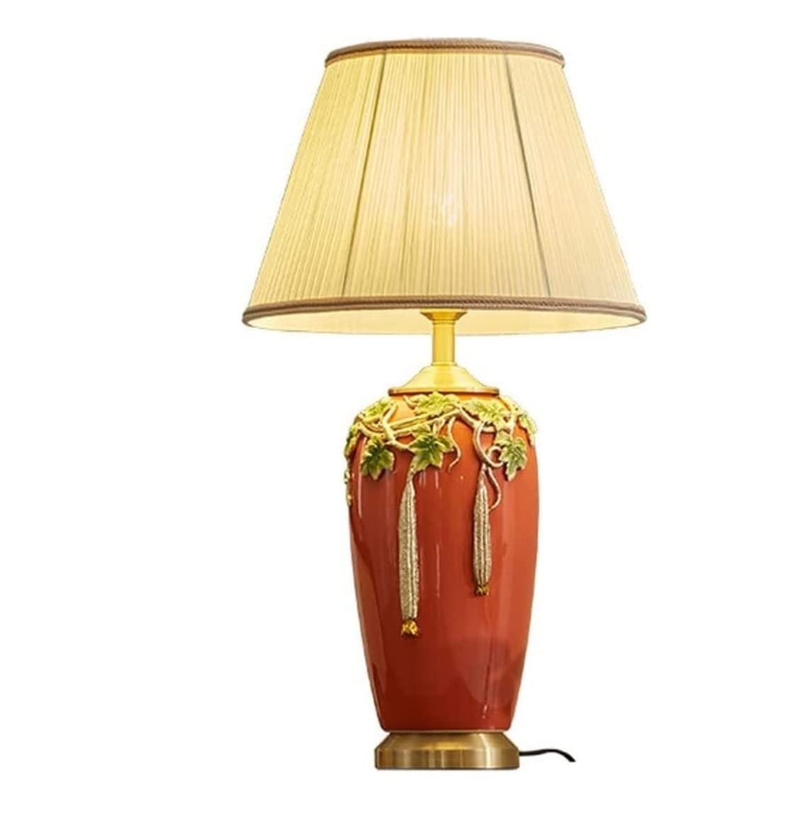 SGKOMN Table Lamp Table Lamps For Living Room Chinese Table Lamps Bedside Desk Lamp Red Glazed Enamel Ceramic Table Lamp Warm Lights Decoration Bedside Lamps Lamp For Bedroom