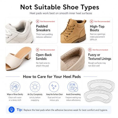 Stop Heel Slip & Blisters - Heel Grips Liner Cushions, 2 Pairs (4 Pack) - image 5